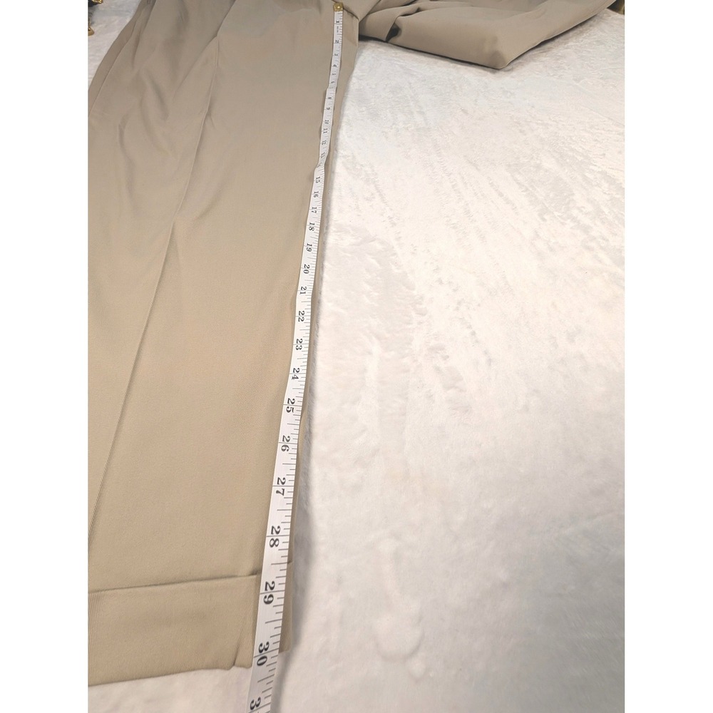 Perry Ellis Portfolio Mens 40x30 Pleated Cuffed Dress Khaki Pants Tan Beige NEW - Picture 7 of 12